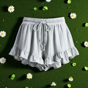 Salty Lemon Striped Ruffle Shorts Womens Large Drawstring Elastic Waist Size L‎